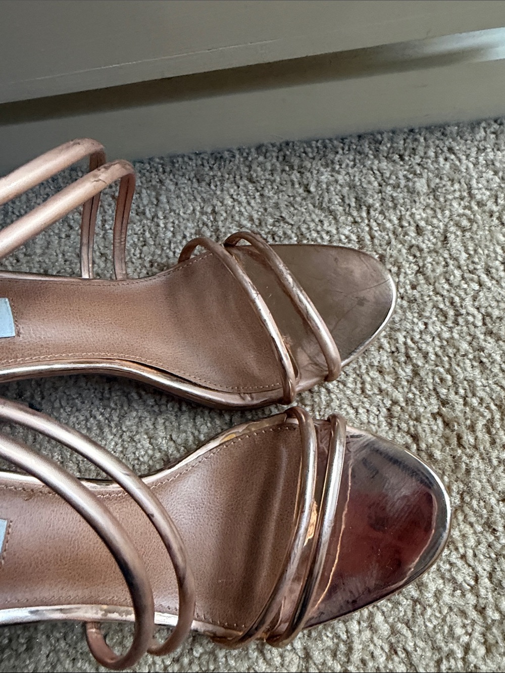 Steve Madden Rose Gold Strappy Stiletto Heels - Picture 3 of 5